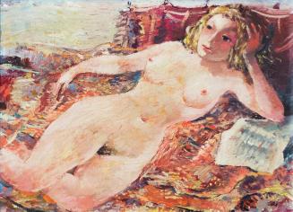 Otto Rudolf Schatz, Liegender Frauenakt, um 1947, Öl auf Karton, 25,5 × 34 cm, Privatbesitz