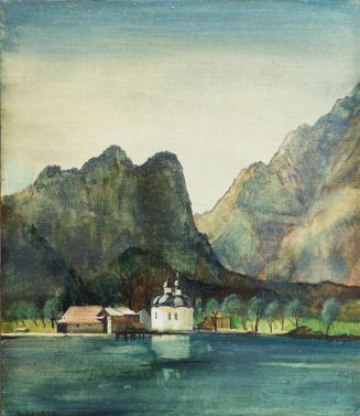 Otto Rudolf Schatz, Sankt Bartholomä am Königsee, um 1938, Kaseintempera, Japanlack auf Holz, 2 ...