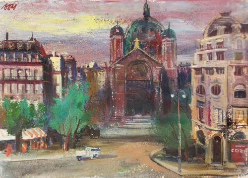 Otto Rudolf Schatz, Saint  Augustin, Paris, um 1950, Öl auf Papier, Privatbesitz
