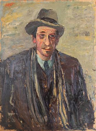 Otto Rudolf Schatz, Porträt eines Mannes mit Hut [Rudolf Zimpel], um 1946, Öl auf Holz, 76,7 ×  ...