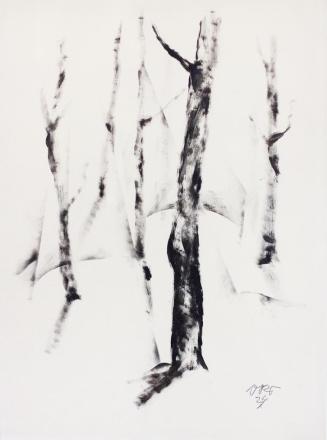 Otto Rudolf Schatz, Bäume, 1924, Druckerschwärze auf Papier, 63,5 × 45,5 cm, Privatbesitz