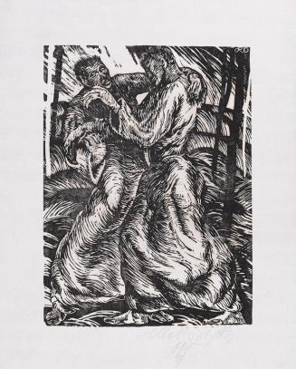 Otto Rudolf Schatz, Begegnung in einer Landschaft, 1920, Holzschnitt, Blattmaße: 60,4 × 46,8 cm ...