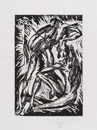 Otto Rudolf Schatz, Spielmann, 1919, Holzschnitt, Blattmaße: 60,4 × 46,8 cm, Sammlung Richard G ...