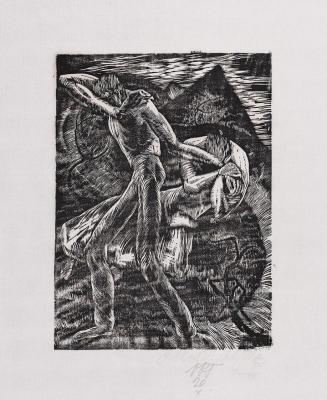 Otto Rudolf Schatz, Abschied, 1920, Holzschnitt, Blattmaße: 60,4 × 46,8 cm, Sammlung Richard Gr ...