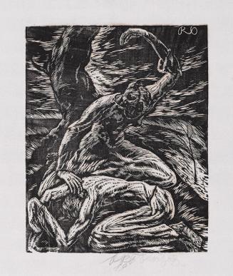 Otto Rudolf Schatz, Die Züchtigung, 1919, Holzschnitt, Blattmaße: 60,4 × 46,8 cm, Sammlung Rich ...