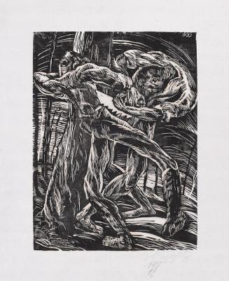 Otto Rudolf Schatz, Holzfäller, 1919, Holzschnitt, Blattmaße: 60,4 × 46,8 cm, Sammlung Richard  ...