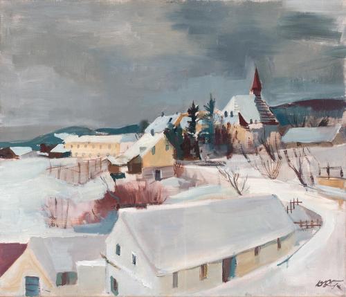 Otto Rudolf Schatz, Mönichkirchen, um 1940, Öl auf Leinwand, 60,3 × 70,3 cm, Leopold Museum-Pri ...