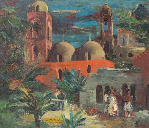 Otto Rudolf Schatz, Palermo - San Giovanni degli Erimiti, um 1948, Öl auf Holz, 62,5 × 73,5 cm, ...