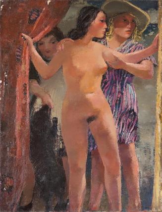 Otto Rudolf Schatz, Bei der Ankleide, um 1947, Öl auf Leinwand, 170 × 75 cm, Privatbesitz