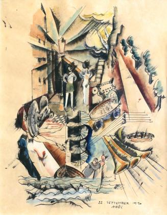 Otto Rudolf Schatz, Ohne Titel, 1930, Feder in Tusche, Aquarell auf Papier, 32,5 × 25 cm, Priva ...