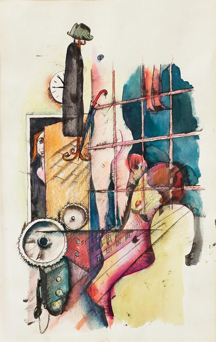 Otto Rudolf Schatz, Ohne Titel, 1930, Gouache, Feder in Tusche, Pastell auf Papier, 38 × 23,8 c ...