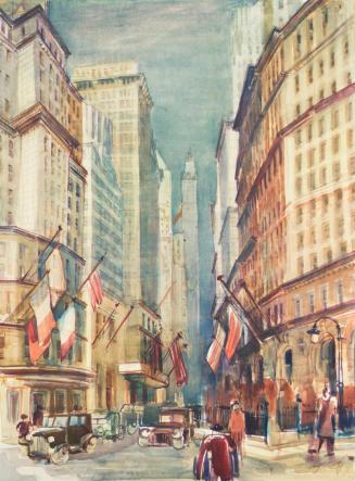 Otto Rudolf Schatz, New York, Manhattan, Wall Street, 1936 / 1937, Aquarell auf Papier, 56,7 ×  ...
