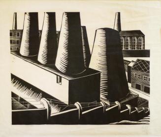 Otto Rudolf Schatz, Fabrik, 1927, Holzschnitt auf Papier, Privatbesitz