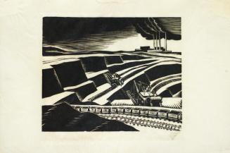 Otto Rudolf Schatz, Tagbau, 1928, Holzschnitt, Blattmaße: 22,2 × 27,6 cm, Privatbesitz