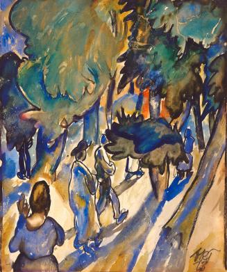 Otto Rudolf Schatz, Spaziergang im Park, 1923, Aquarell, Bleistift auf Papier, 35,6 × 29,9 cm,  ...