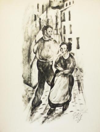 Otto Rudolf Schatz, Begegnung in einer Stadt, 1924, Druckerschwärze auf Papier, Blattmaße: 60,4 ...