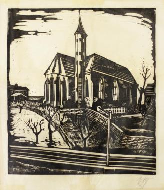 Otto Rudolf Schatz, Kirche, 1931, Holzschnitt auf Japanpapier, Blattmaße: 63,5 × 58,3 cm, Priva ...