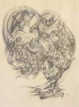 Otto Rudolf Schatz, Apokalypse, 1921, Bleistift auf Papier, Blattmaße: 66,2 × 50 cm, Privatbesi ...