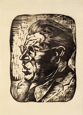 Otto Rudolf Schatz, Viktor Matejka, um 1946, Holzschnitt, 46,5 × 33,3 cm, Privatbesitz, Wien