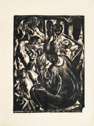 Otto Rudolf Schatz, Die Leiche, 1922, Holzschnitt, 42 × 31 cm, Privatbesitz Wien