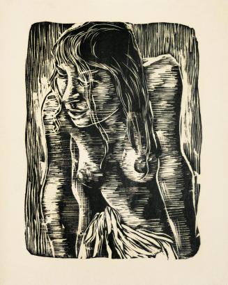 Otto Rudolf Schatz, Nach dem Bad, um 1946, Holzschnitt, 43,7 × 34,5 cm, Privatbesitz Wien