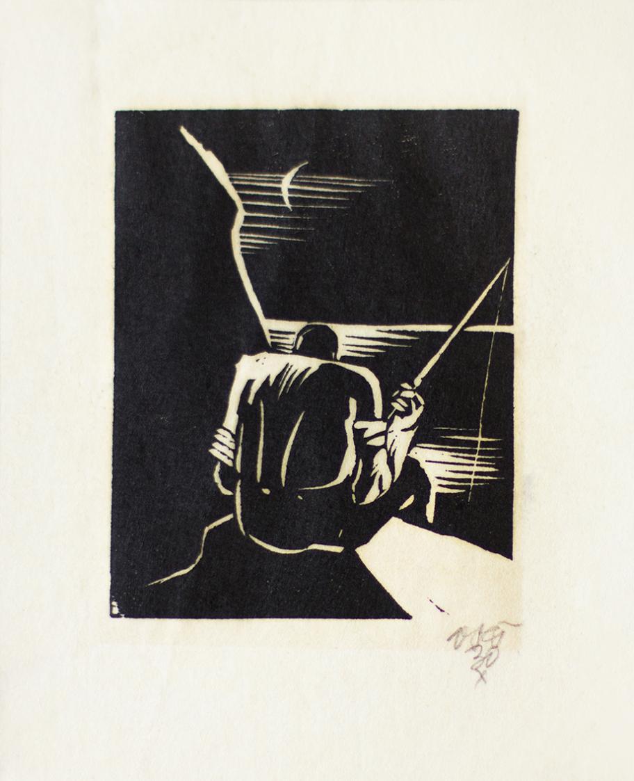 Otto Rudolf Schatz, Fischer, 1930, Holzschnitt, Blattmaße: 24,5 × 22 cm, Privatbesitz