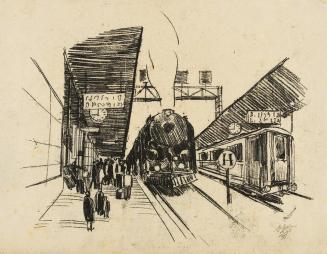 Otto Rudolf Schatz, Bahnhof, 1929, Monotypie, Blattmaße: 30,8 × 39,8 cm, Kunsthandel Widder, Wi ...