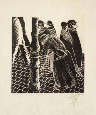 Otto Rudolf Schatz, Straßenszene, 1929, Holzschnitt, Blattmaße: 31,3 × 24 cm, Privatbesitz