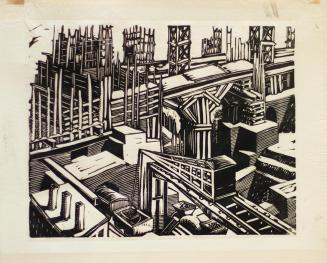 Otto Rudolf Schatz, INDUSTRIE, 1926, Linolschnitt auf Papier, Blattmaße: 33,2 × 41,5 cm, Privat ...