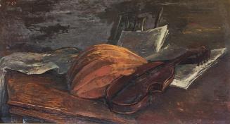 Otto Rudolf Schatz, Stillleben mit Violine und Laute, 1946, Öl auf Holz, Privatbesitz