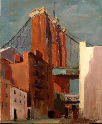 Otto Rudolf Schatz, New York, Brooklyn Bridge, 1936 / 1937, Öl auf Leinwand, 60 × 50 cm, Univer ...