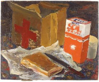 Otto Rudolf Schatz, Care - Paket, 1946, Öl auf Leinwand, 42 × 51 cm, Universität für angewandte ...