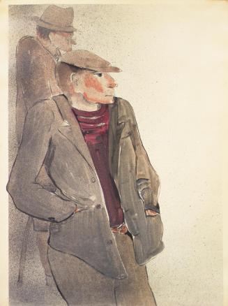 Otto Rudolf Schatz, Arbeitslose, 1930, Aquarell, Spritztechnik auf Karton, 81,8 × 61,5 cm, Priv ...