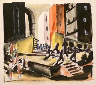Otto Rudolf Schatz, Am Werksgelände einer Fabrik, 1929, Pinsel in Tusche, Aquarell auf Papier,  ...