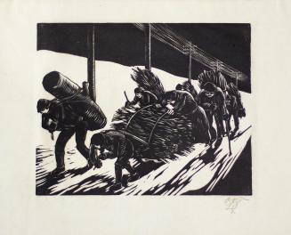 Otto Rudolf Schatz, Brennholzsammler im Winter, 1929, Holzschnitt, Blattmaße: 38,2 × 43,1 cm, P ...
