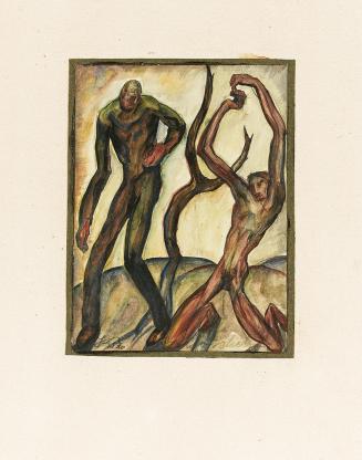 Otto Rudolf Schatz, Bewegte Figuren in einer Landschaft, 1920, Aquarell auf Papier, 16 × 12 cm, ...