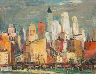 Otto Rudolf Schatz, Manhattan, 1936/1937, Öl auf Leinwand, 78,5 × 101,5 cm, Landessammlungen Ni ...