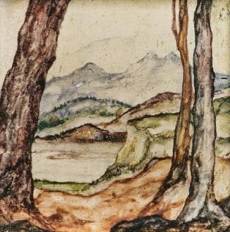 Otto Rudolf Schatz, Einsames Tal, 1931, Kaseintempera, Japanlack auf Holz, 5,5 × 5,5 cm, Unbeka ...