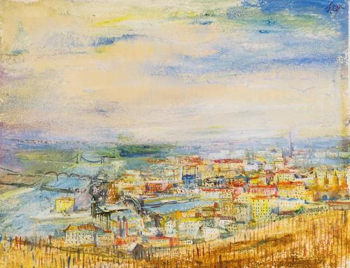 Otto Rudolf Schatz, Blick auf Wien, 1955, Öl auf Papier, 36 × 47 cm, Wien Museum MUSA