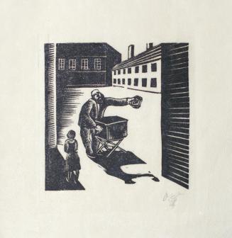 Otto Rudolf Schatz, Leierkastenmann, 1928, Holzschnitt, Blattmaße: 31 × 23,5 cm, Privatbesitz