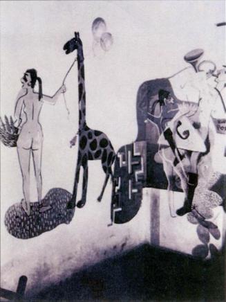 Otto Rudolf Schatz, Exotischer Figurenzug, um 1946, Fresko, 26,2 × 19,5 cm, Privatbesitz