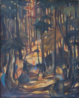 Otto Rudolf Schatz, Menschen im Wald, um 1922, Gouache, Bleistift auf Karton, 36,8 × 30 cm, Pri ...