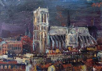 Otto Rudolf Schatz, Paris, Notre Dame, um 1938, Öl auf Karton, 30 × 42 cm, Privatbesitz