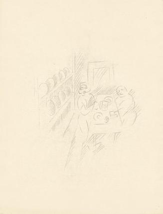 Alfred Wickenburg, Tischszene mit zwei Personen, 1920/1925, Bleistift auf Papier, Blattmaße: 31 ...