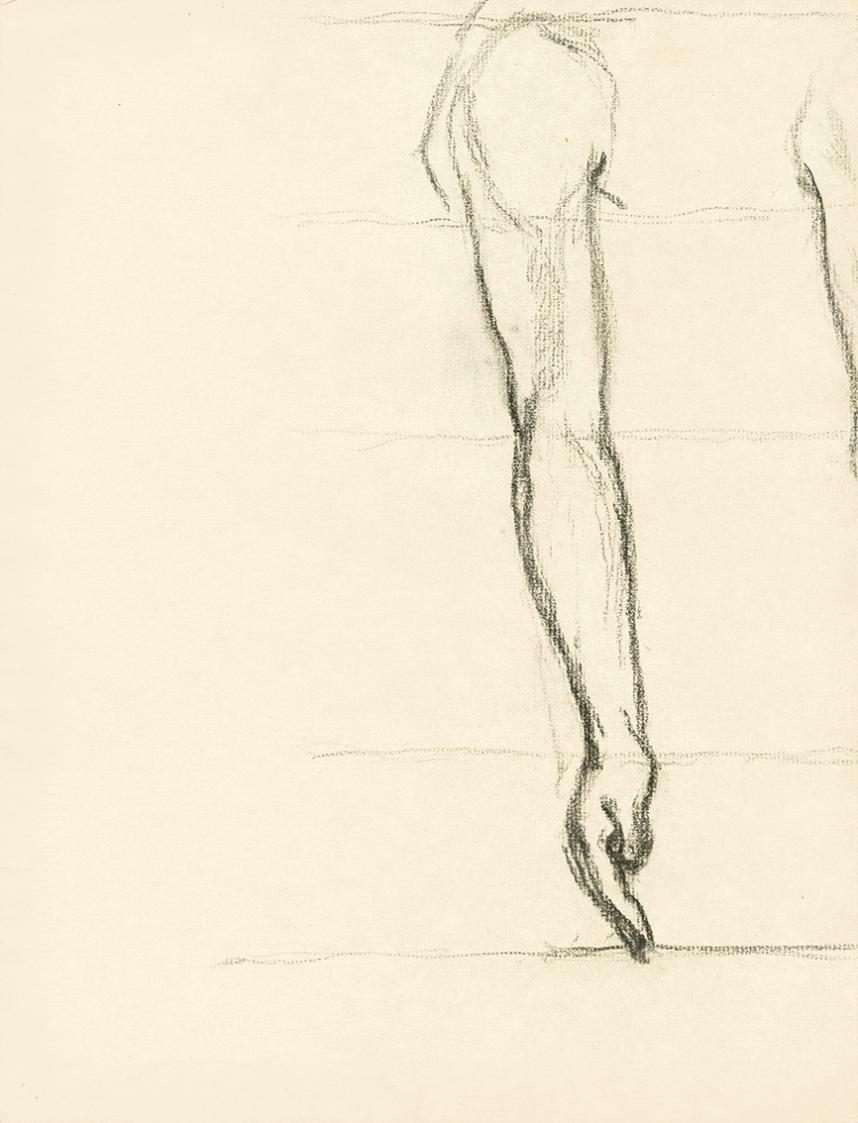 Alfred Wickenburg, Armstudie, 1909/1911, Kohle auf Papier, Blattmaße: 31,6 × 23,9 cm, Privatbes ...