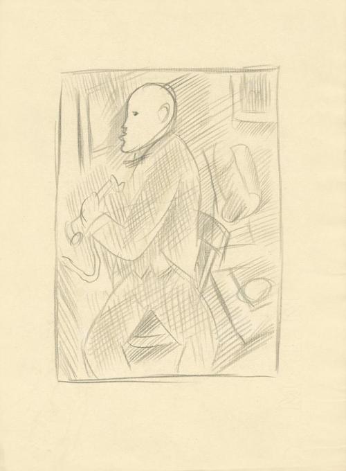 Alfred Wickenburg, Musiker, 1920/1925, Bleistift auf Papier, Blattmaße: 31,5 × 23,6 cm, Privatb ...