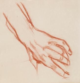Alfred Wickenburg, Handstudie, 1940/1945, Rötel auf Papier, 41,8 × 29,6 cm, Privatbesitz