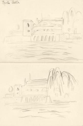 Alfred Wickenburg, Gebäude am Meer, Isola Bella, 1920/1923, Bleistift auf Papier, Blattmaße: 26 ...