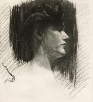 Alfred Wickenburg, Weibliche Profilstudie, 1909, Kohle auf Papier, Blattmaße: 63 × 48 cm, Priva ...