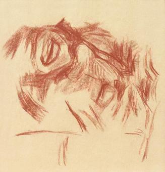 Alfred Wickenburg, Kopfstudie I, 1937/1940, Rötel auf Papier, Lichte Maße: 20 × 20,4 cm, Privat ...